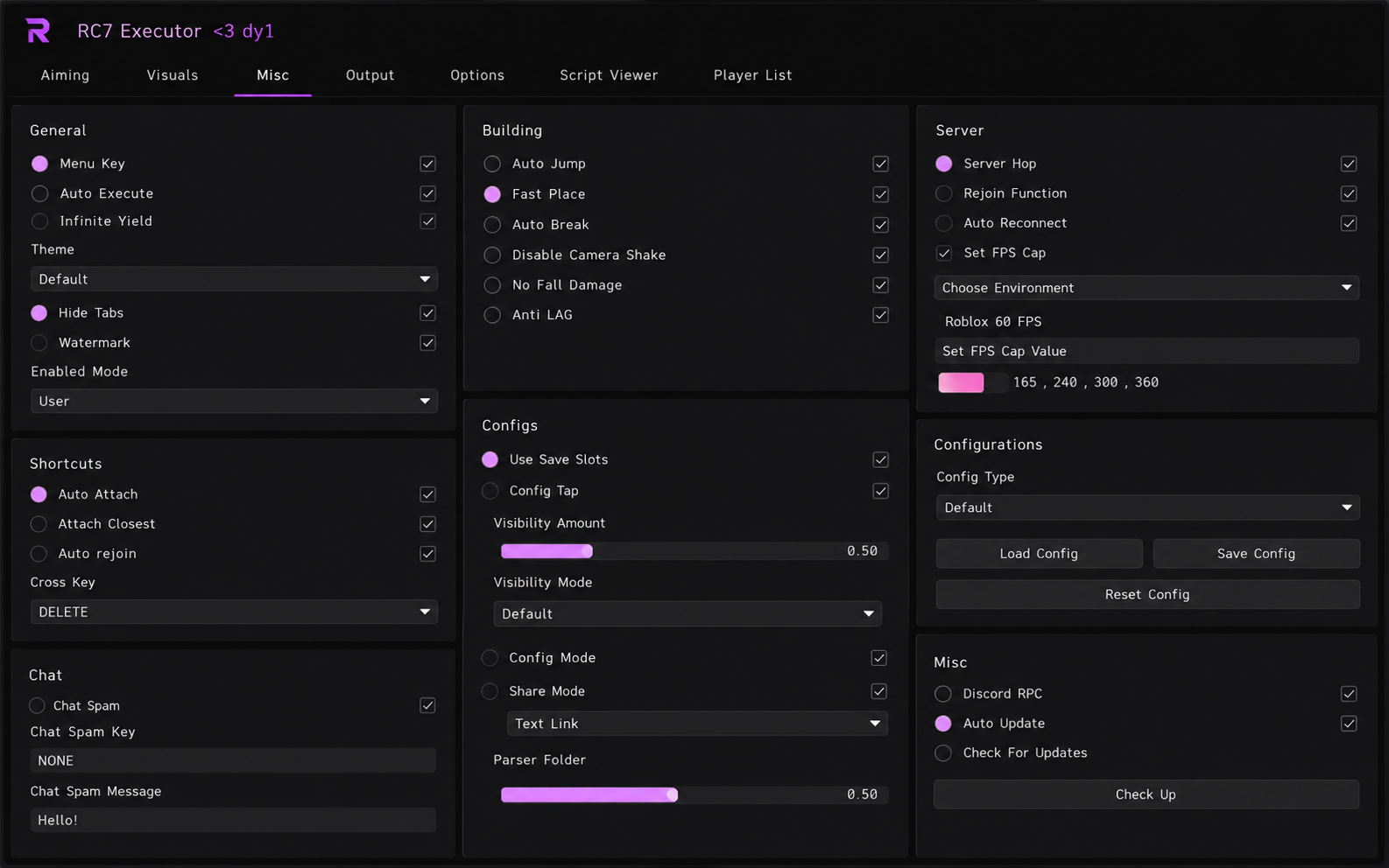 RC7 misc tools interface preview